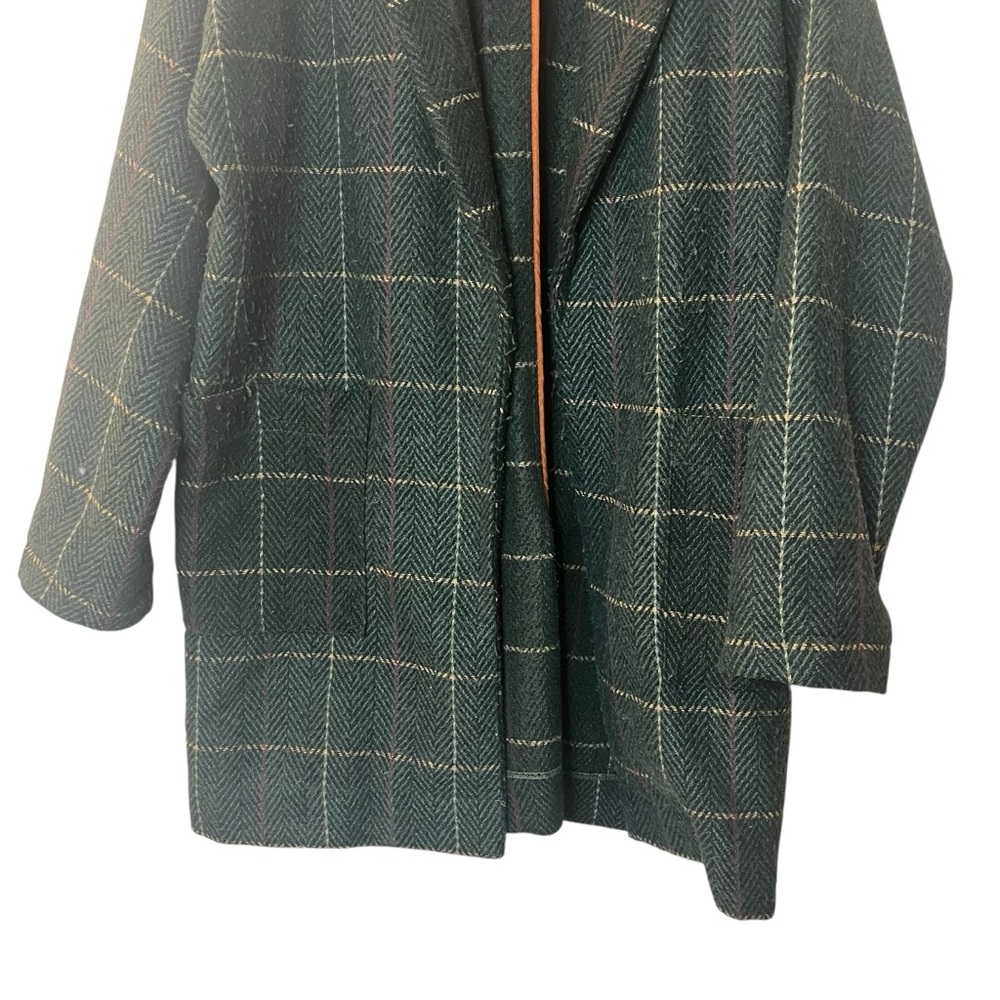 DAVI & DANI Dark Green Plaid Open-Front Wool Blend Blazer Jacket Sz M - Picture 3 of 8